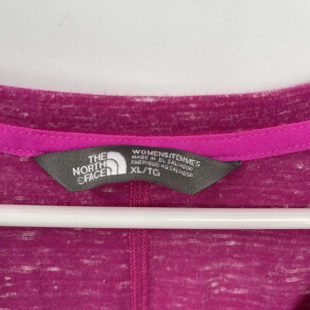 The‎ North Face XL T-Shirt Womens Magenta Pink Space Dye V-Neck Short Sleeve Top - Picture 2 of 5